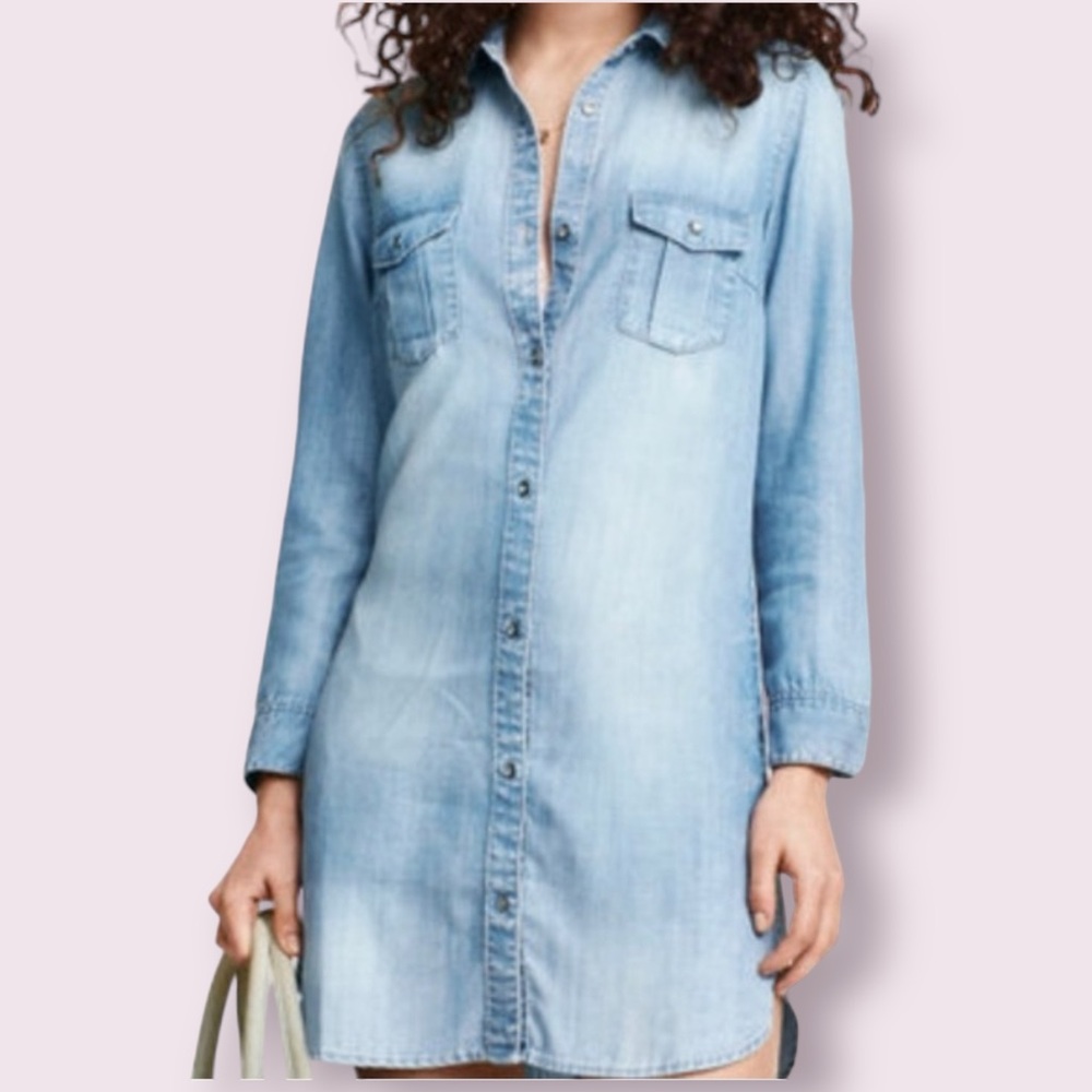 H&M Light Blue Denim Shirt Dress